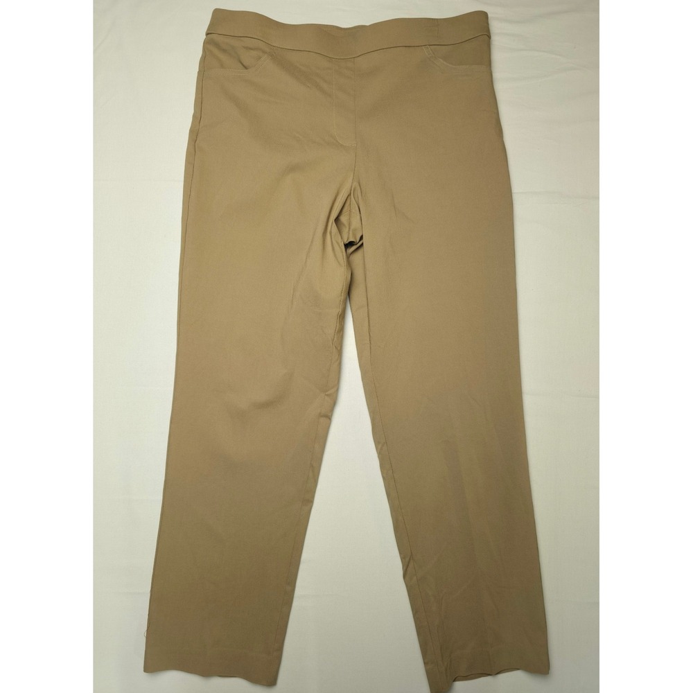 Alfred Dunner Allure Pants Women 12P Tan Stretch Proportioned Officecore Classic